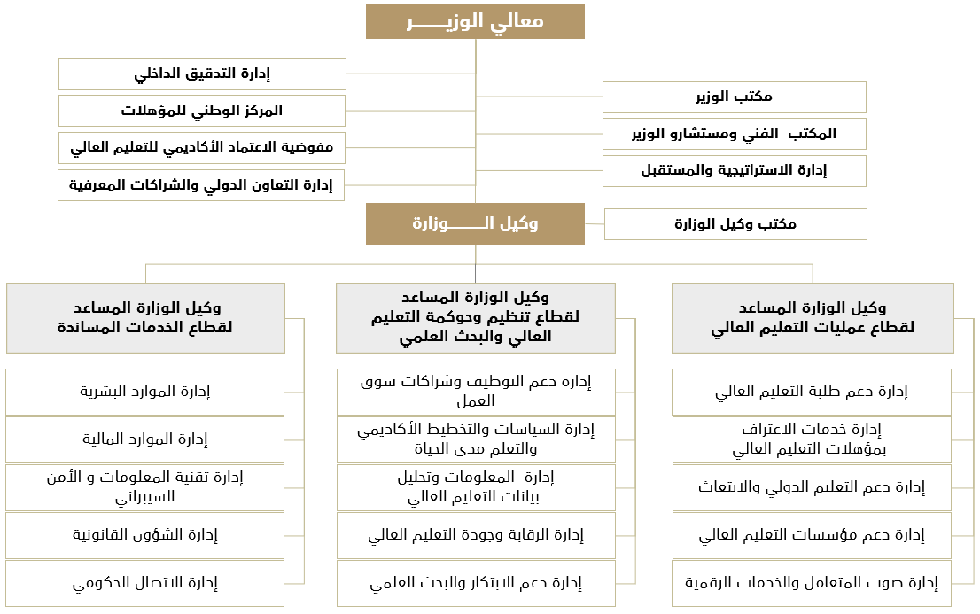 الهيكل التنظيمي لوزارة التعليم العالي والبحث العلمي