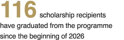 116 scholarship recipients have graduated from the programme since the beginning of 2026