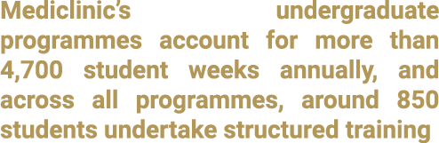 Mediclinic’s undergraduate programmes account for more than 4,700 student weeks annually, and across all programmes, ...