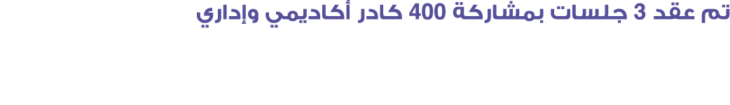 تم عقد 3 جلسات بمشاركة 004 كادر أكاديمي وإداري 