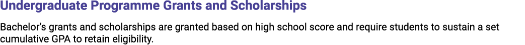 Undergraduate Programme Grants and Scholarships Bachelor’s grants and scholarships are granted based on high school s...