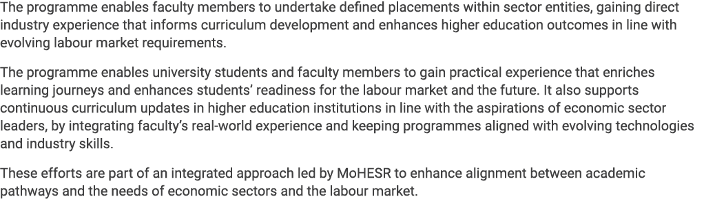 The programme enables faculty members to undertake defined placements within sector entities, gaining direct industry...