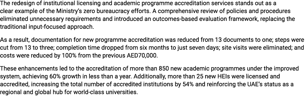 The redesign of institutional licensing and academic programme accreditation services stands out as a clear example o...