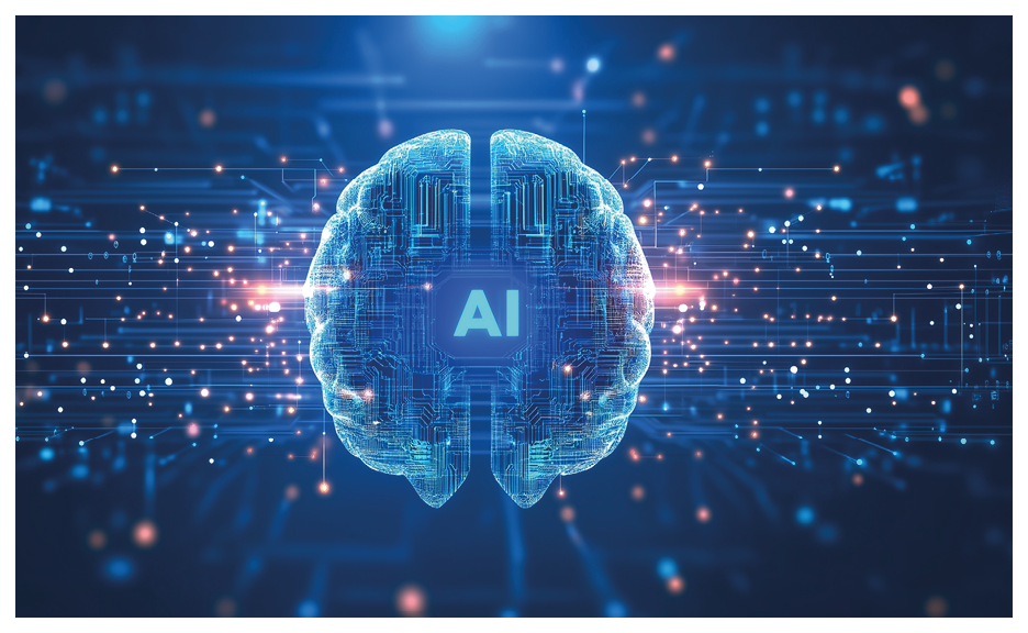 Digital brain with circuit and AI cocept. 3D Rendering.