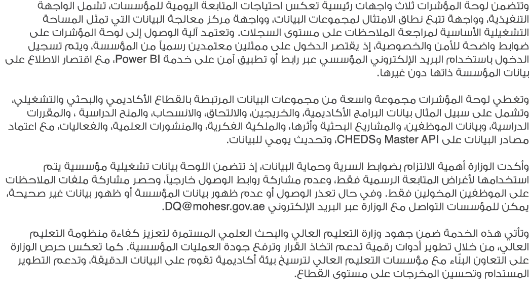 وتتضمن لوحة المؤشرات ثلاث واجهات رئيسية تعكس احتياجات المتابعة اليومية للمؤسسات، تشمل الواجهة التنفيذية، وواجهة تتبع ...