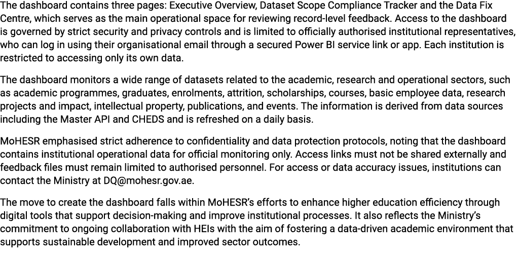 The dashboard contains three pages: Executive Overview, Dataset Scope Compliance Tracker and the Data Fix Centre, whi...