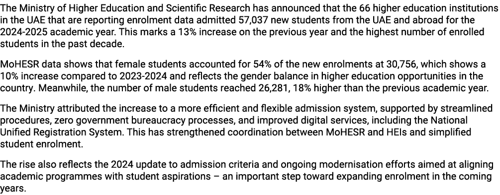 The Ministry of Higher Education and Scientific Research has announced that the 66 higher education institutions in t...