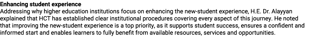 Enhancing student experience Addressing why higher education institutions focus on enhancing the new student experien...