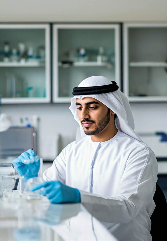 emirati student a biotechnology lab