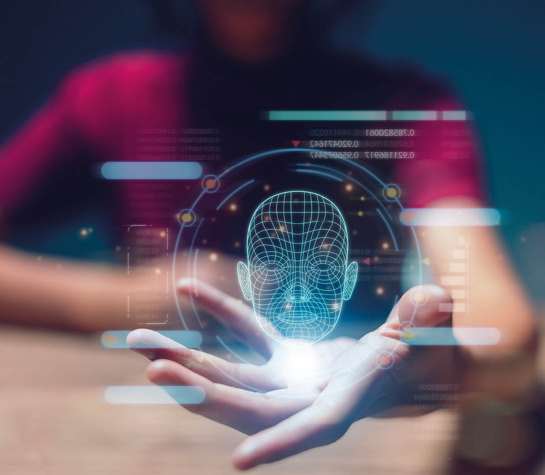 Deepfake concept matching facial movements. Face swapping or impersonation.