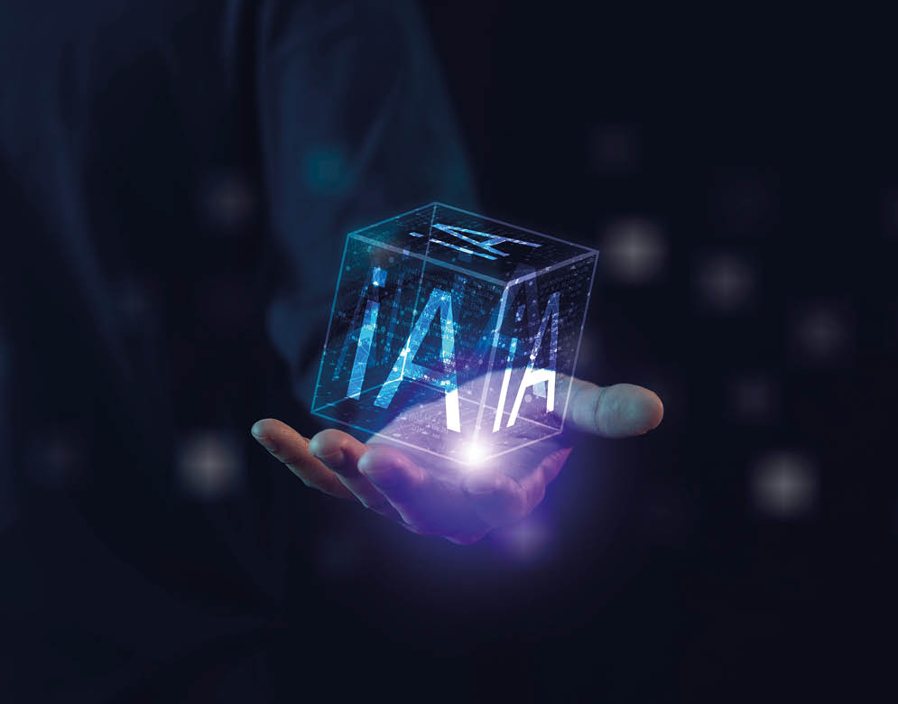 Artificial intelligence AI, circuit board in shape electronic, technology smart robot AI, artificial intelligence by enter command prompt for generates.