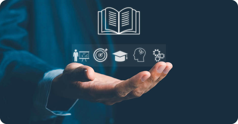 Education, E-learning technology concept. AI and machine learning enhance personalized learning. Technology course, business training. E-learning, online education, education, internet learning.