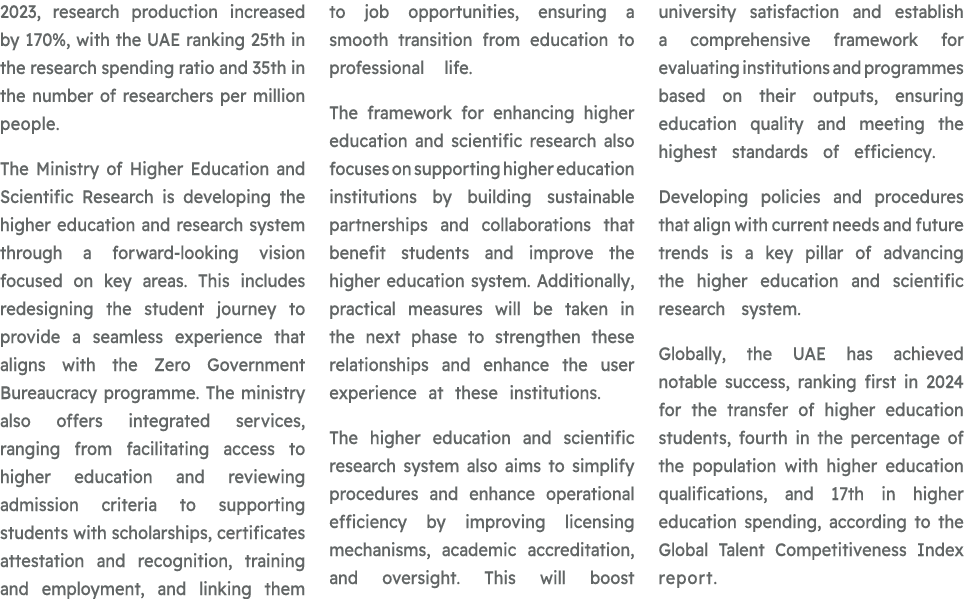 2023, research production increased by 170%, with the UAE ranking 25th in the research spending ratio and 35th in the...