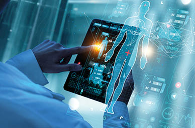 Medicine doctor working digital tablet for medical record of patient on interface. DNA.medical technology and futuristic concept.Digital healthcare and network on modern virtual screen.