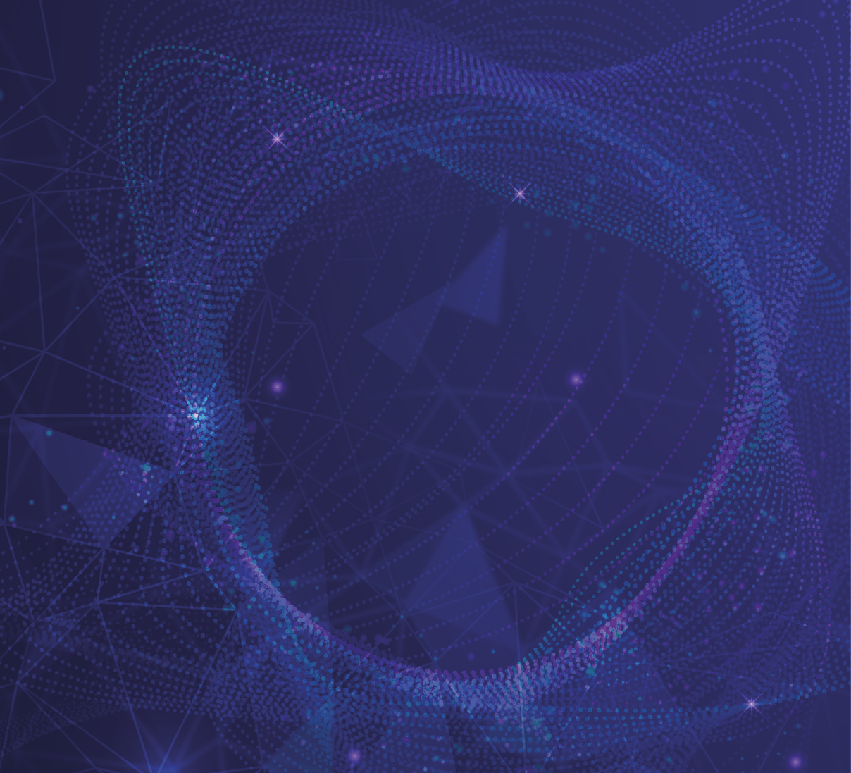 Abstract wave shape on a low-polygonal triangular background for design on the topic of cyberspace, big data, metaverse, network security, data transfer on dark blue abstract cyberspace background.
