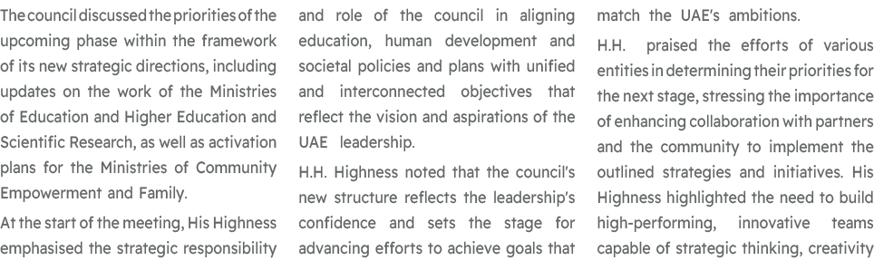 The council discussed the priorities of the upcoming phase within the framework of its new strategic directions, incl...