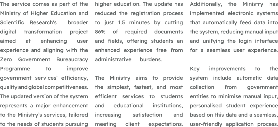 The service comes as part of the Ministry of Higher Education and Scientific Research's broader digital transformatio...